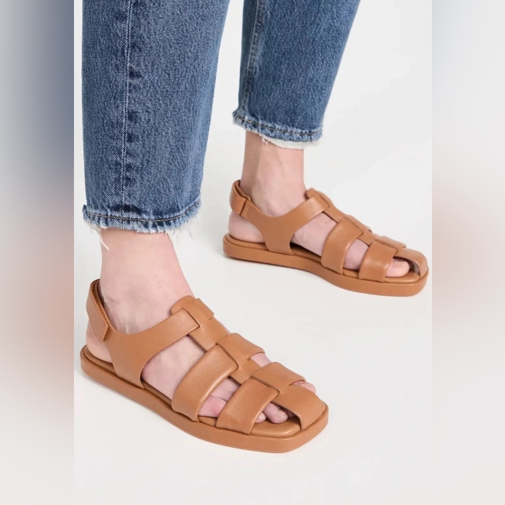 VINCE Rava Tan Brown  Leather Fisherman Sandals Women’s 10/40 $250